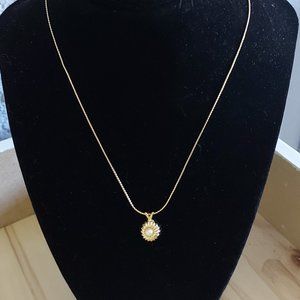 Vintage Gold Toned / Pearl  D'Orlan Sunburst Necklace